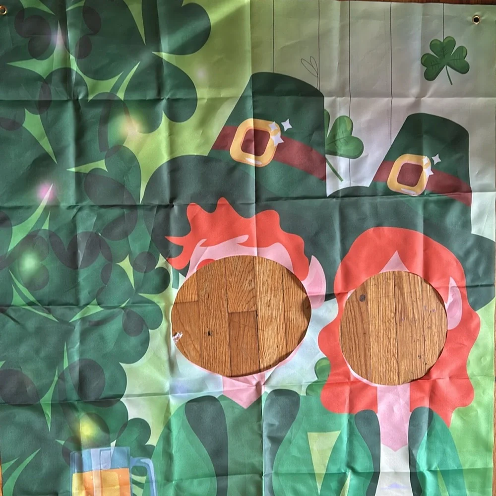 St. Patrick’s Day leprechaun with the face cut out, 39 x 60